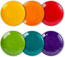 Melamine Dinner Plates, round Plates,Shatter Resistant, 11 Inch, Set of 6 Multic