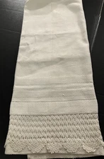 Antique Large Show, Hand, Bath Towel Huck Linen, Wide Crocheted Border