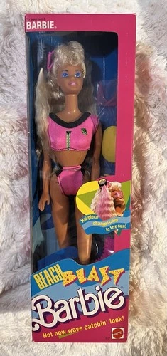 Vintage Mattel Beach Blast Barbie Doll 1989 Color Changing Hairpiece NIB