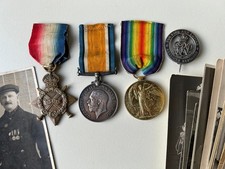 1914-15 Star trio medals & SWB to Pte. A. A. Hawley, ASC, with photos.