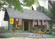Ohio Chrome Postcard Cleveland Heritage Parks Lorenzo Carter Log Cabin