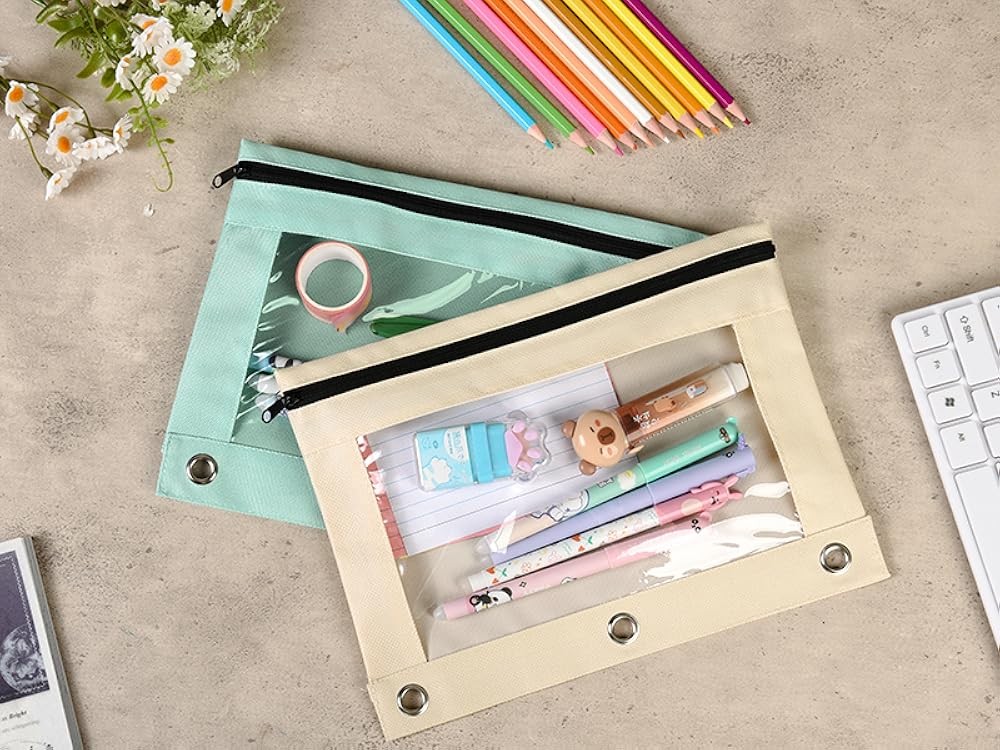 Pouch For 3 Ring Binder, Pastel Binder Pen Bags Bulk With