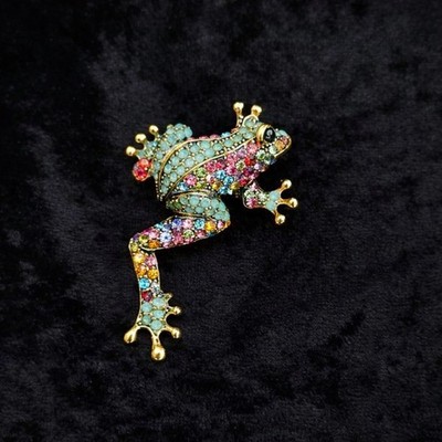 Springender Frosch Brosche goldfarben Vintage inspiriert Schmuck Geschenk Brosche v2