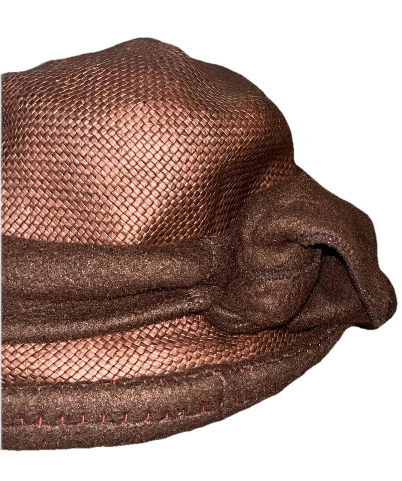 Zoey Brown Fidora Straw 复古棕色教堂帽 — 第 2/4 张图片