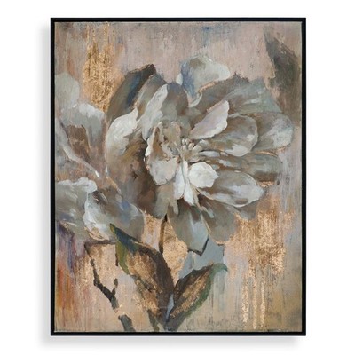 Uttermost UT-35330 Dazzling Floral Art, Black Satin/Gold Leaf