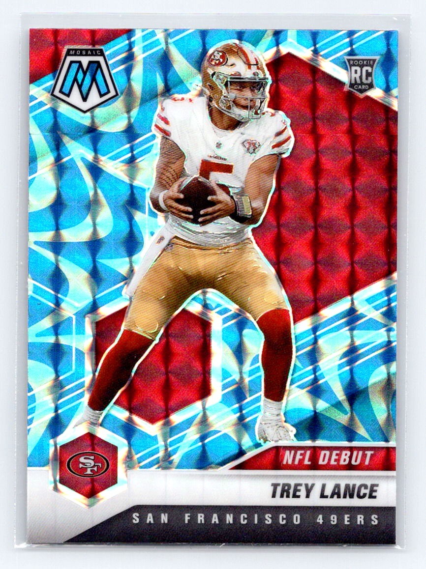 2021 Panini Mosaic #244 Trey Lance Prizm Reactive Blue RC San Francisco 49ers