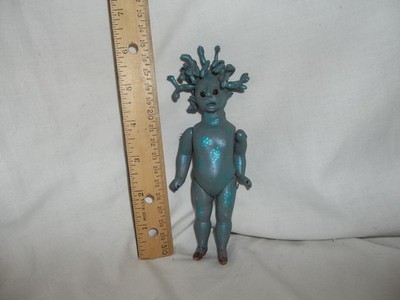 Antique German Bisque Doll Artist Altered ''MEDUSA'' Halloween Haunted House OOAK