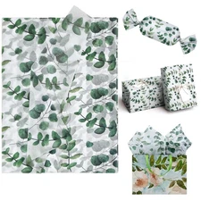 120 Sheets 20 * 14 Inches Eucalyptus Tissue Paper, Greenery Botanical Gift Wr...