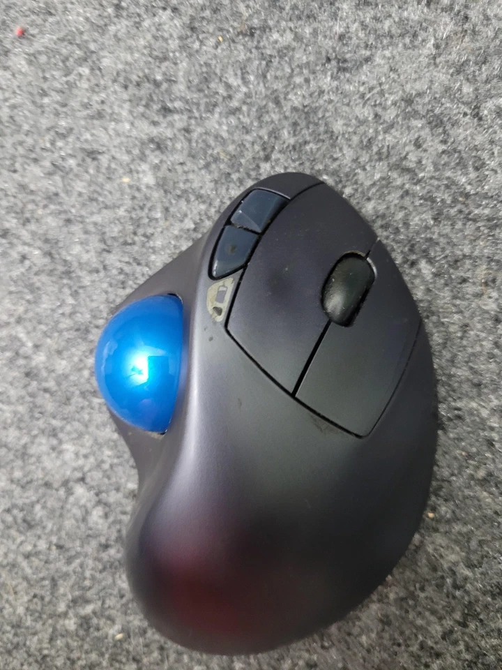 Logitech M570 Wireless Trackball Mouse USB Unifying Receiver Blue Ball Ergonomic - Image 2 of 4