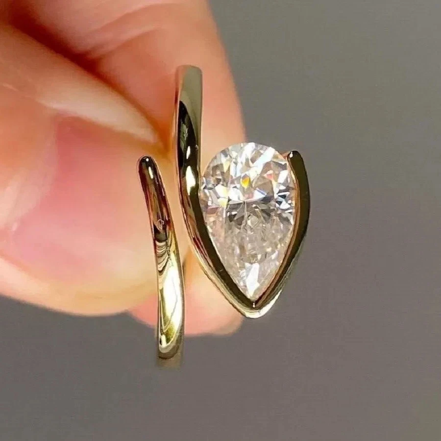 14K Yellow Gold Lab Grown Diamond Wedding Ring 2.50 CT Pear Cut - Image 3 of 4