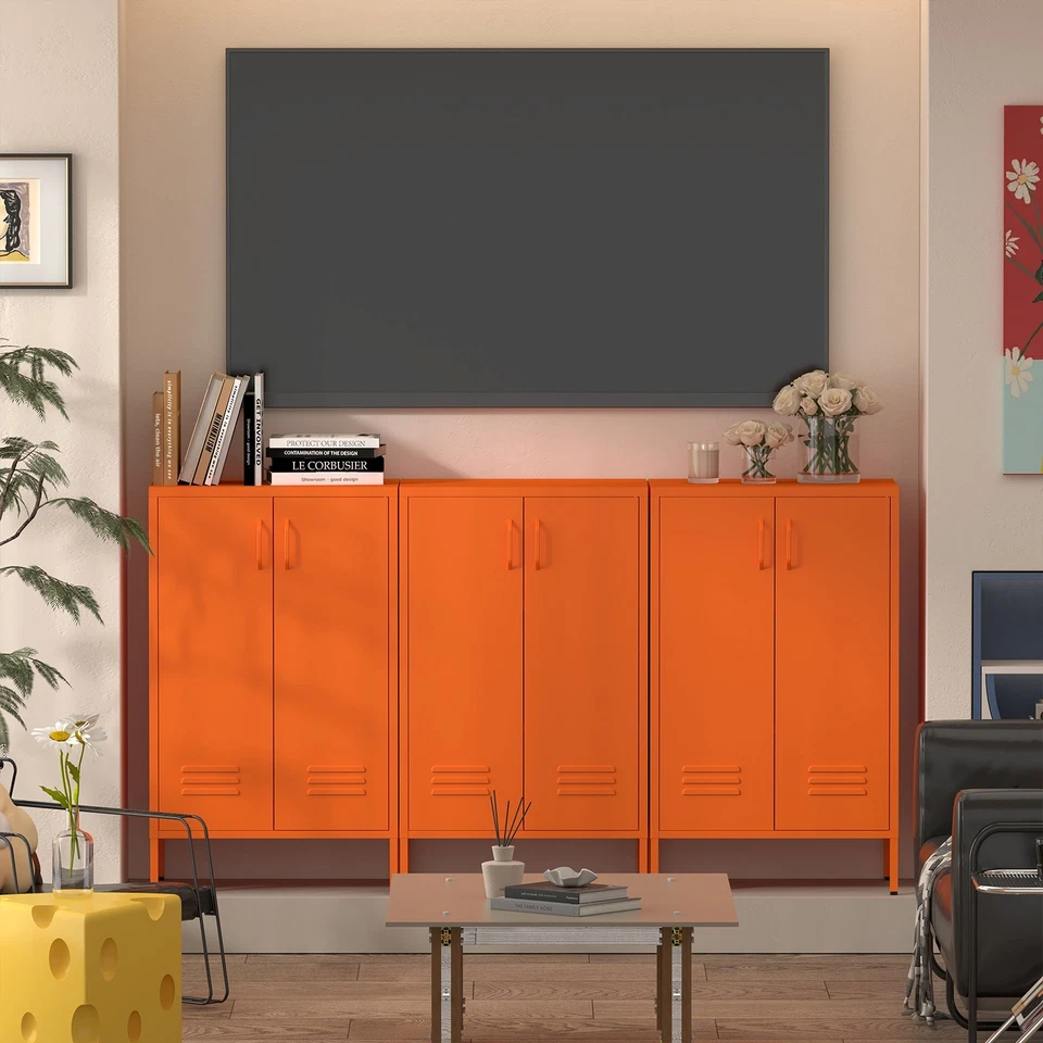 Armario de almacenamiento con armario metálico de 2 puertas, armario de almacenamiento con puertas y estantes Foto 3 de 4