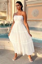 fashion nova jessenia white square neck maxi dress Small Cottagecore Boho