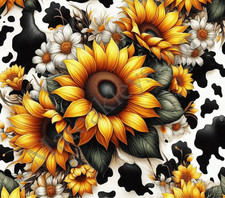 20oz Tumbler Wrap Cow Print Sunflower Sublimation Print Ready To Press