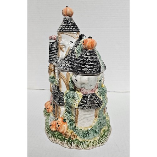 Vintage Omnibus Fitz & Floyd 1993 Haunted House Ghost Halloween Cookie Jar - Imagen 4 de 6