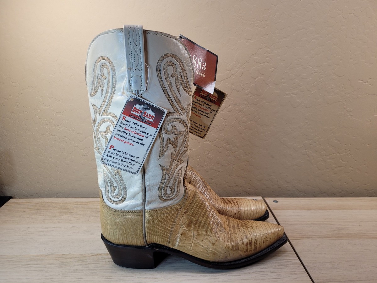 Lucchese Lizard Exotic Leather Western Boots Tan/Beige/Ivory Mens 10 M/B NWT