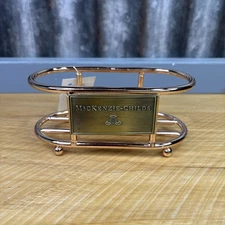 MacKenzie Childs Gold Plated Metal Bathroom Footed Caddy Soap Lotion Oval 6"x3"