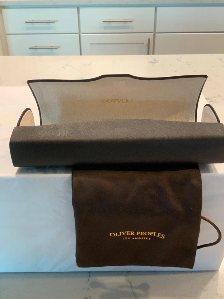 New OLIVER PEOPLES OV1227 5236 Finne brushed gold metal frame with light blue le - Image 3 of 4