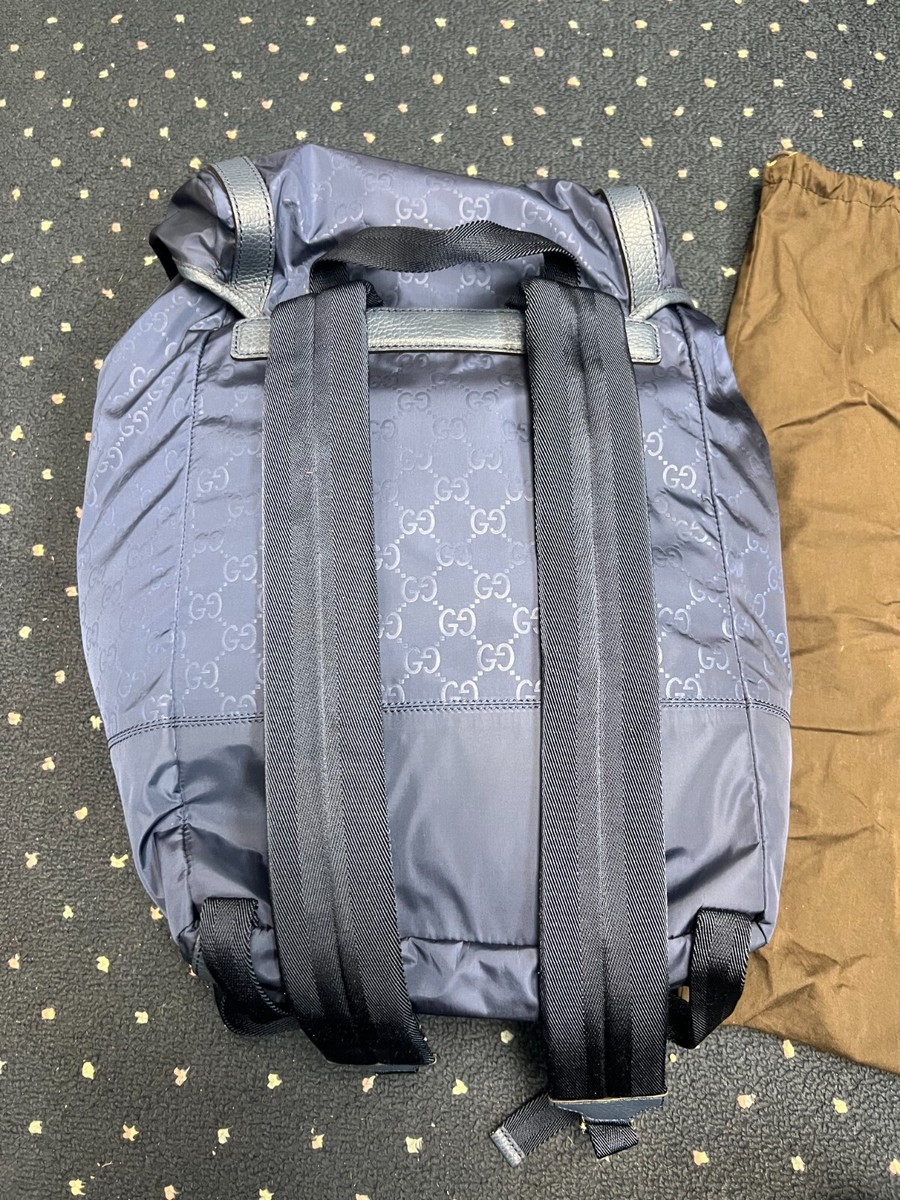 Gucci Large Blue Nylon GG Backpack Travel Backpack - 510336 Gucci Large Blue Nylon GG Backpack Travel Backpack - 510336