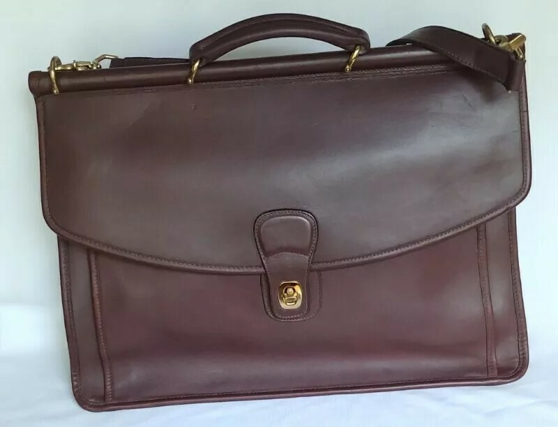 Vintage COACH Brown Leather Messenger Bag Briefcase | eBay