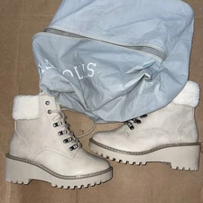 STITCH FIX DV BY DOLCE VITA RUSSET SHEARLING LACE-UP BOOTIE BEIGE 7.5