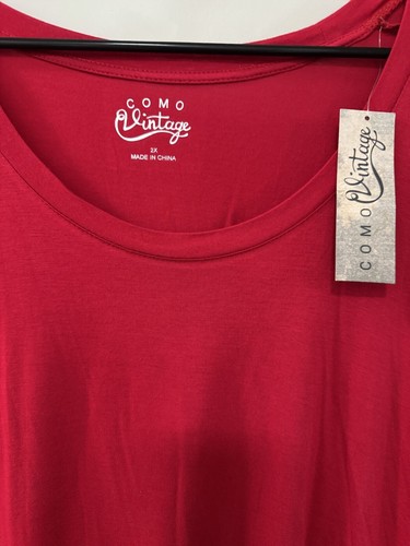 NWT Como Vintage Women’s Plus Size 2X Long Sleeve Shirt Tunic Top Red CS5970W - Picture 5 of 19
