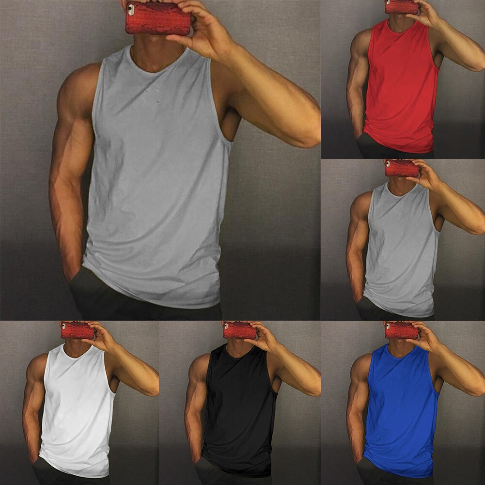 Vest Men Vest Bodybuilding Crew Neck Fitness Mens Sleeveless Tank Tops-image