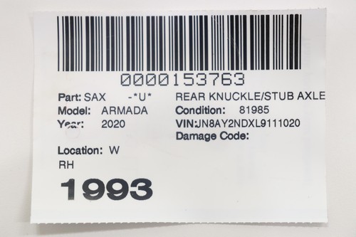 2017 - 2024 NISSAN ARMADA REAR RIGHT PASSENGER SIDE SPINDLE KNUCKLE & HUB OEM - Picture 13 of 13