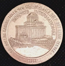 1981 International Resorts Casino $1.00 Gaming Token Atlantic City New Jersey