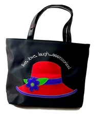 Red Hat Society Womans Black Handbag Purse Live Love Laugh... Accessorize