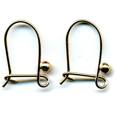 9ct Yellow Gold Ear Safety Bead Hook Wires Dangle Drop