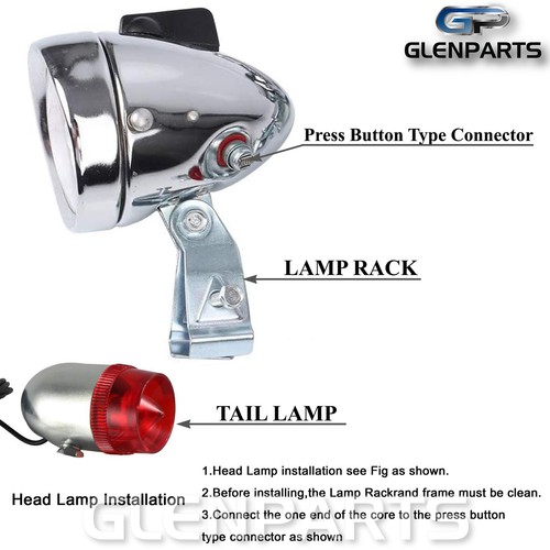 New 12V 6W Motorized Bike Friction Generator Dynamo Headlight TailLight Kit - Bild 4 von 7