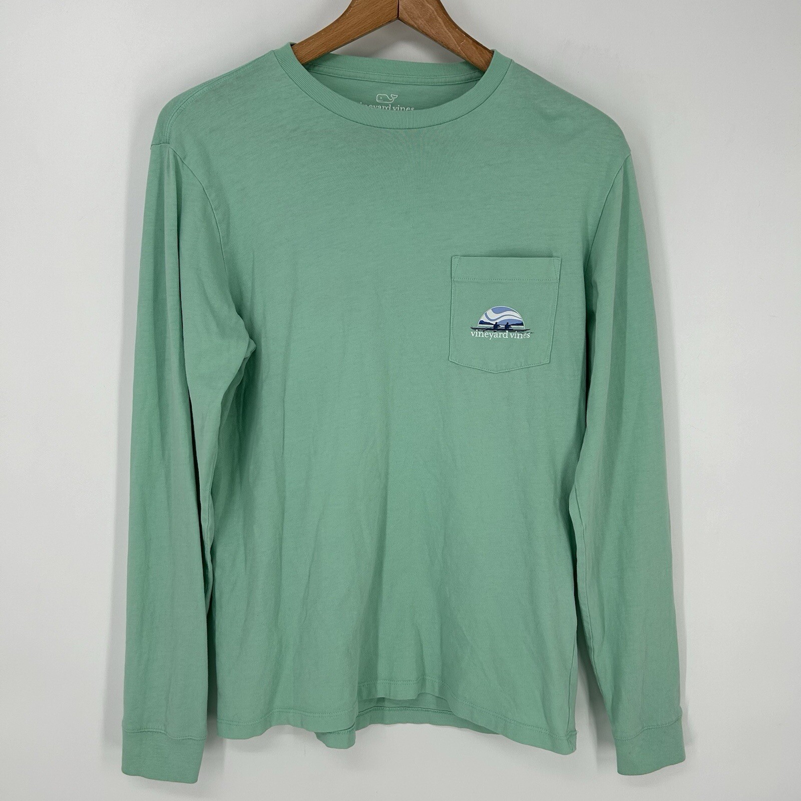 FILA Camicia Vineyard Vines uomo piccola verde manica lunga canottaggio tasca maglietta cotone
