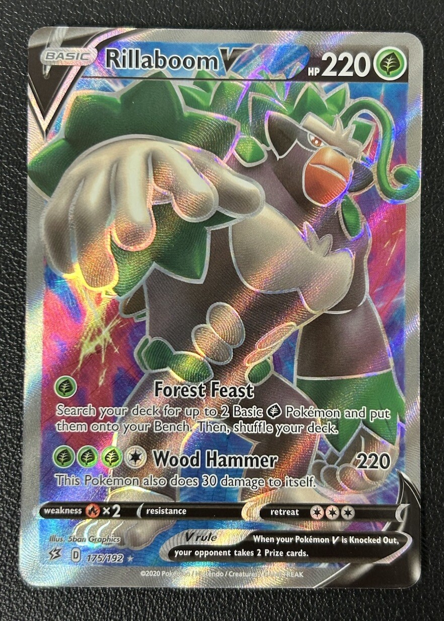 Rillaboom V 175/192 Rebel Clash Full Art Ultra Rare Pokemon TCG Card NM