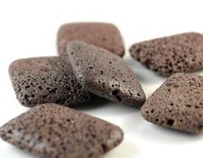 30X22MM DARK BROWN VOLCANIC BASALTIC LAVA GEMSTONE RECTANGLE LOOSE BEADS 9.5inch