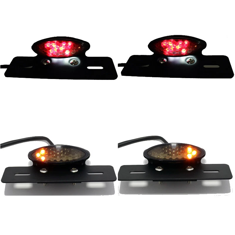 Señales de giro LED personalizadas luz trasera de freno matrícula 12V para bobber chopper Foto 2 de 4