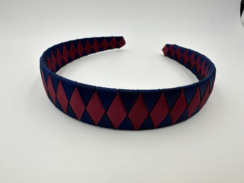 Maroon burgundy Navy School Korker Ponytail Hair Tie clip Woven headband - Picture 3 of 4
