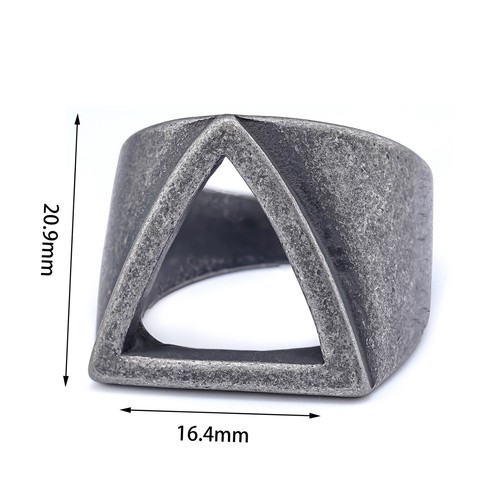 Vintage Hollow Triangle Signet Ring Stainless Steel Triangle Retro Wedding Ring - Picture 11 of 14