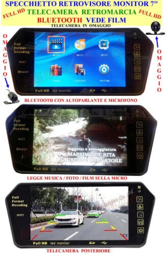 Kit Telecamera Per Retromarcia Con Cornice E Sensori | 12 LED Visione Notturna | Per Camper E Furgoni
