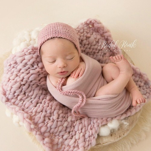 Newborn Studio Photography Props Baby Kids Square Blanket Background Knit Mat.