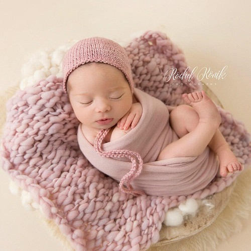 Newborn Studio Photography Props Baby Kids Square Blanket Background Knit Mat. - Picture 1 of 26