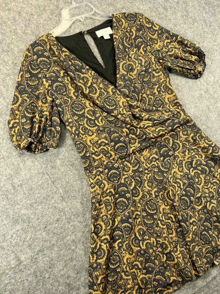 Jessica Simpson Dress Womens 4 Brown Paisley Drop Waist A Line Short Sleeve - Image 2 of 4