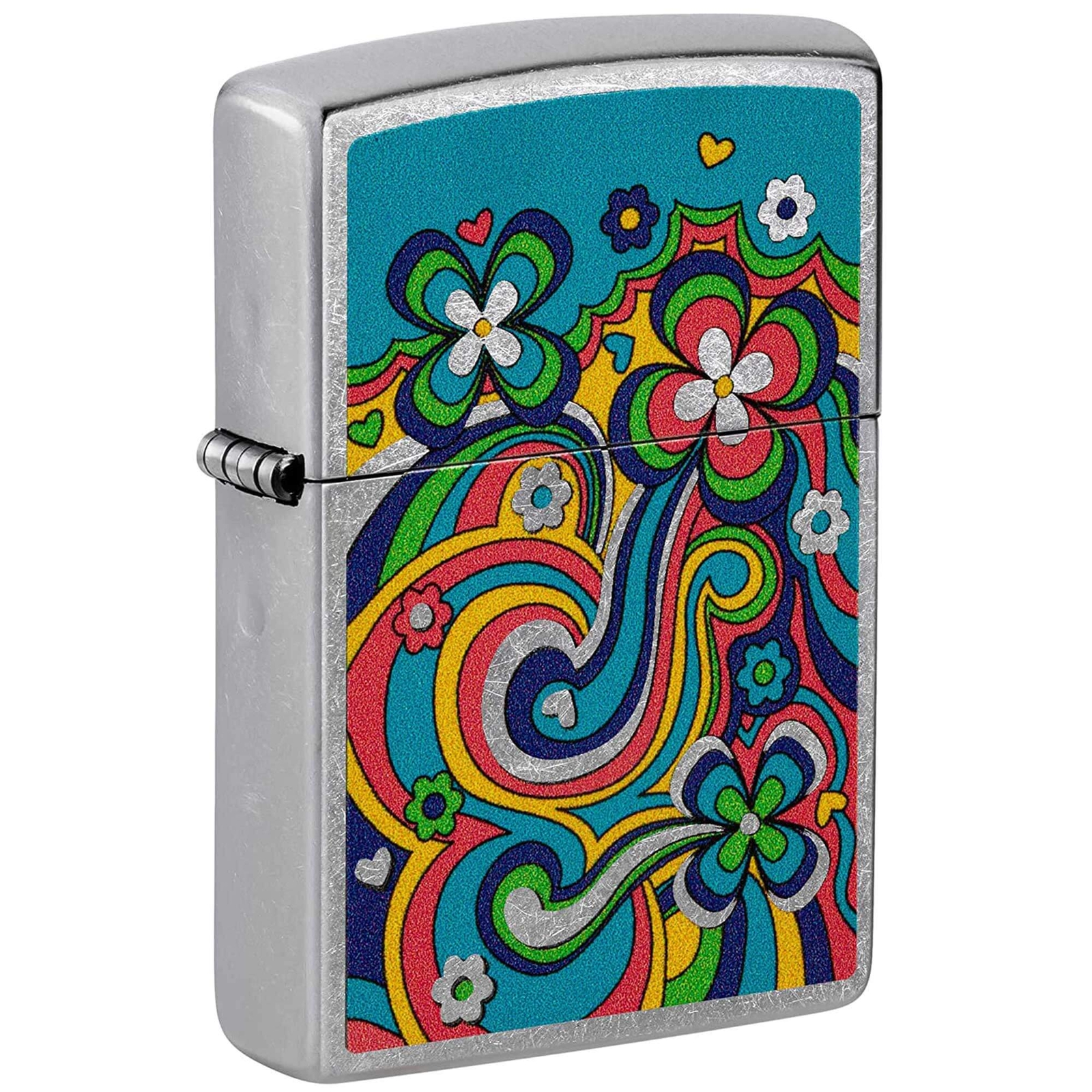 Ветрозащитная зажигалка Zippo Flower Power Design Street с хромированным металлическим покрытием 48579