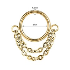 16G Gold Black Steel 2 Chain link Hinged Clicker Nose Septum Helix Tragus Hoop