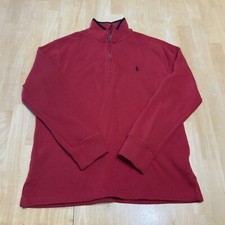 Polo Ralph Lauren Boys Sweater 1/4 Zip Red Long Sleeve Size Large 14-16