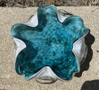 Vintage Mid-Century Murano (or Style) Glass Bowl/ Candy Dish With Metal Flakes