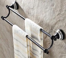 Oil Rubbed Bronze Ceramic base Wall Mount Bathroom Double Towel Rail Bar Pba060