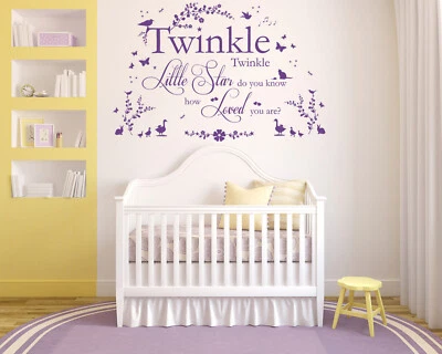 Pegatina de arte de pared Twinkle Twinkle Little Star para niños dormitorio, guardería V2