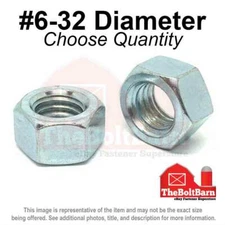 #6-32 Grade 2 Finished Hex Nuts Zinc Plated Coarse Thread (Pick Quantity)