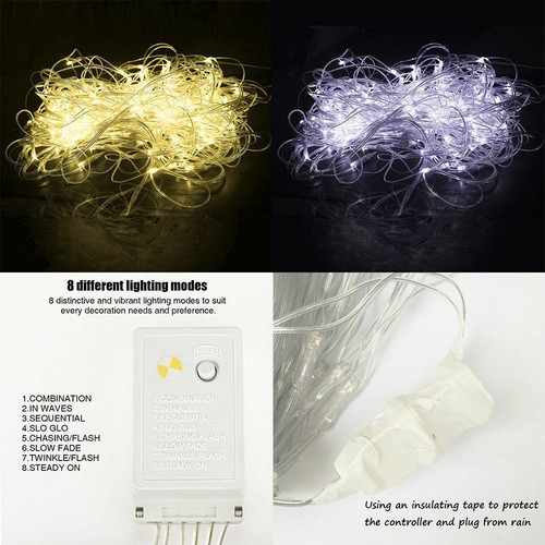 LEDs Net Mesh Lights Fairy String Curtain Lamp Christmas Wedding Party Decor US - Picture 2 of 32