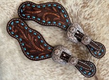 Ladies Floral Tooled Dark Brown Top Grain Lea...